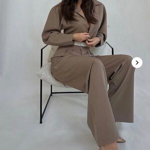 Fashion Nova Tan Wide Leg Jumpsuit